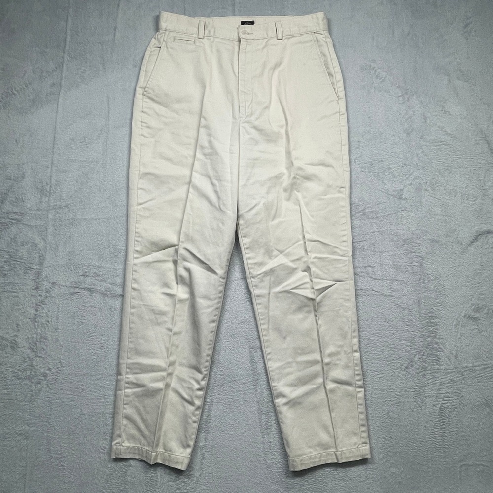 Dockers Flat Front Khakis Women 14 Short Beige 100% Cotton Straight Leg Pants